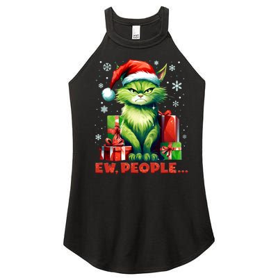 Funny Cat Ew People Christmas Xmas Santa Gift Women's Perfect Tri Rocker Tank