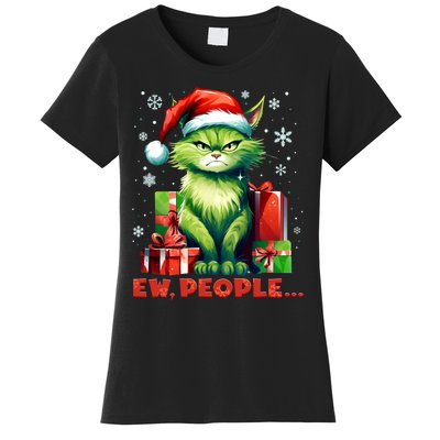 Funny Cat Ew People Christmas Xmas Santa Gift Women's T-Shirt