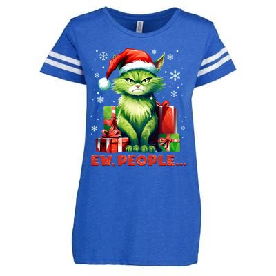 Funny Cat Ew People Christmas Xmas Santa Gift Enza Ladies Jersey Football T-Shirt