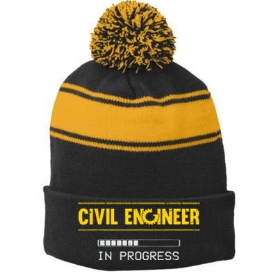 Funny Civil Engineer Engineering Gift Future Civil Engineer Stripe Pom Pom Beanie