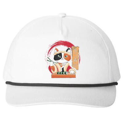 Funny Cat Eating Sushi Japanese Food Japan Sushi Lover Cute Gift Snapback Five-Panel Rope Hat