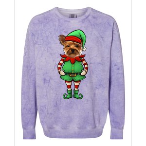 Funny Christmas Elf Yorkshire Terrier Dog Yorkie Cute Gift Colorblast Crewneck Sweatshirt