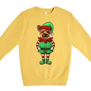 Funny Christmas Elf Yorkshire Terrier Dog Yorkie Cute Gift Premium Crewneck Sweatshirt