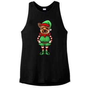 Funny Christmas Elf Yorkshire Terrier Dog Yorkie Cute Gift Ladies PosiCharge Tri-Blend Wicking Tank