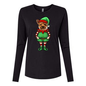 Funny Christmas Elf Yorkshire Terrier Dog Yorkie Cute Gift Womens Cotton Relaxed Long Sleeve T-Shirt