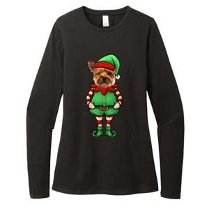 Funny Christmas Elf Yorkshire Terrier Dog Yorkie Cute Gift Womens CVC Long Sleeve Shirt