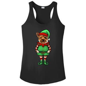 Funny Christmas Elf Yorkshire Terrier Dog Yorkie Cute Gift Ladies PosiCharge Competitor Racerback Tank