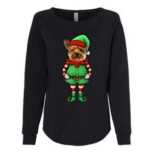 Funny Christmas Elf Yorkshire Terrier Dog Yorkie Cute Gift Womens California Wash Sweatshirt