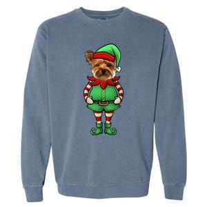 Funny Christmas Elf Yorkshire Terrier Dog Yorkie Cute Gift Garment-Dyed Sweatshirt