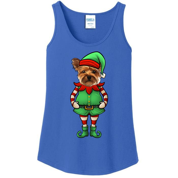 Funny Christmas Elf Yorkshire Terrier Dog Yorkie Cute Gift Ladies Essential Tank