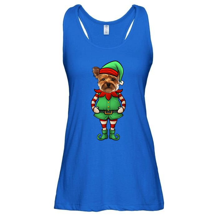 Funny Christmas Elf Yorkshire Terrier Dog Yorkie Cute Gift Ladies Essential Flowy Tank