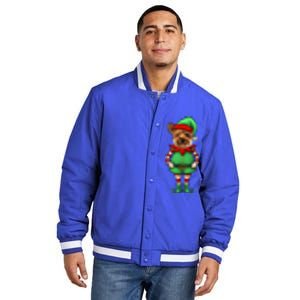 Funny Christmas Elf Yorkshire Terrier Dog Yorkie Cute Gift Insulated Varsity Jacket