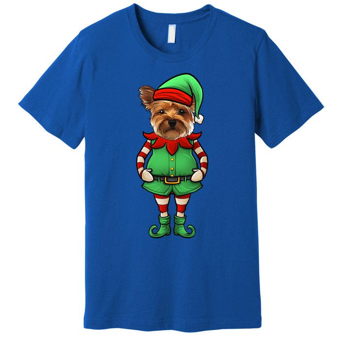 Funny Christmas Elf Yorkshire Terrier Dog Yorkie Cute Gift Premium T-Shirt