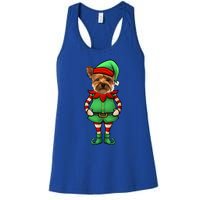 Funny Christmas Elf Yorkshire Terrier Dog Yorkie Cute Gift Women's Racerback Tank