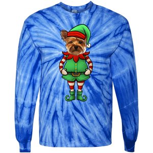 Funny Christmas Elf Yorkshire Terrier Dog Yorkie Cute Gift Tie-Dye Long Sleeve Shirt