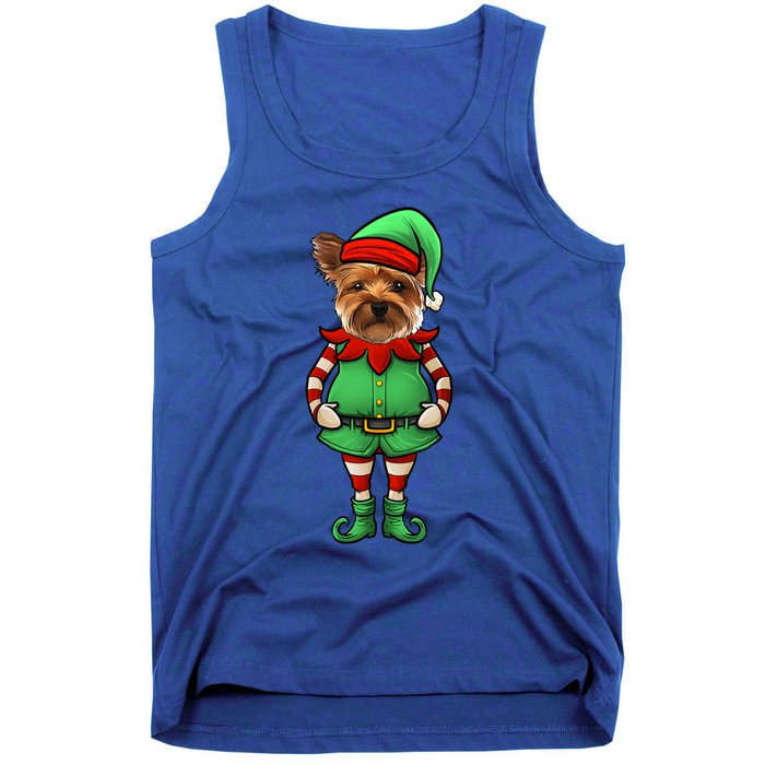 Funny Christmas Elf Yorkshire Terrier Dog Yorkie Cute Gift Tank Top