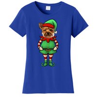 Funny Christmas Elf Yorkshire Terrier Dog Yorkie Cute Gift Women's T-Shirt