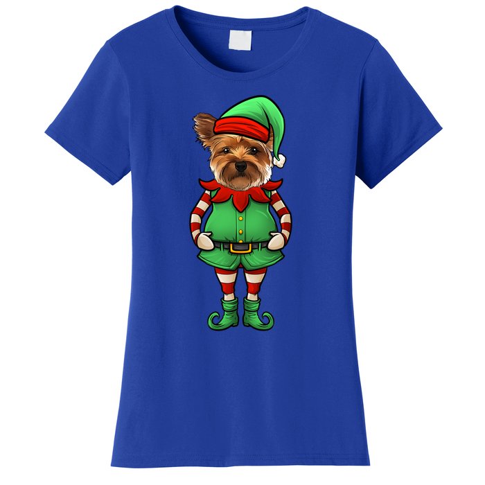 Funny Christmas Elf Yorkshire Terrier Dog Yorkie Cute Gift Women's T-Shirt