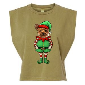 Funny Christmas Elf Yorkshire Terrier Dog Yorkie Cute Gift Garment-Dyed Women's Muscle Tee