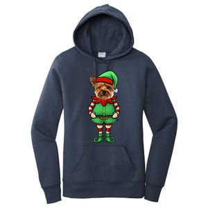 Funny Christmas Elf Yorkshire Terrier Dog Yorkie Cute Gift Women's Pullover Hoodie