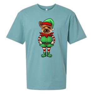 Funny Christmas Elf Yorkshire Terrier Dog Yorkie Cute Gift Sueded Cloud Jersey T-Shirt