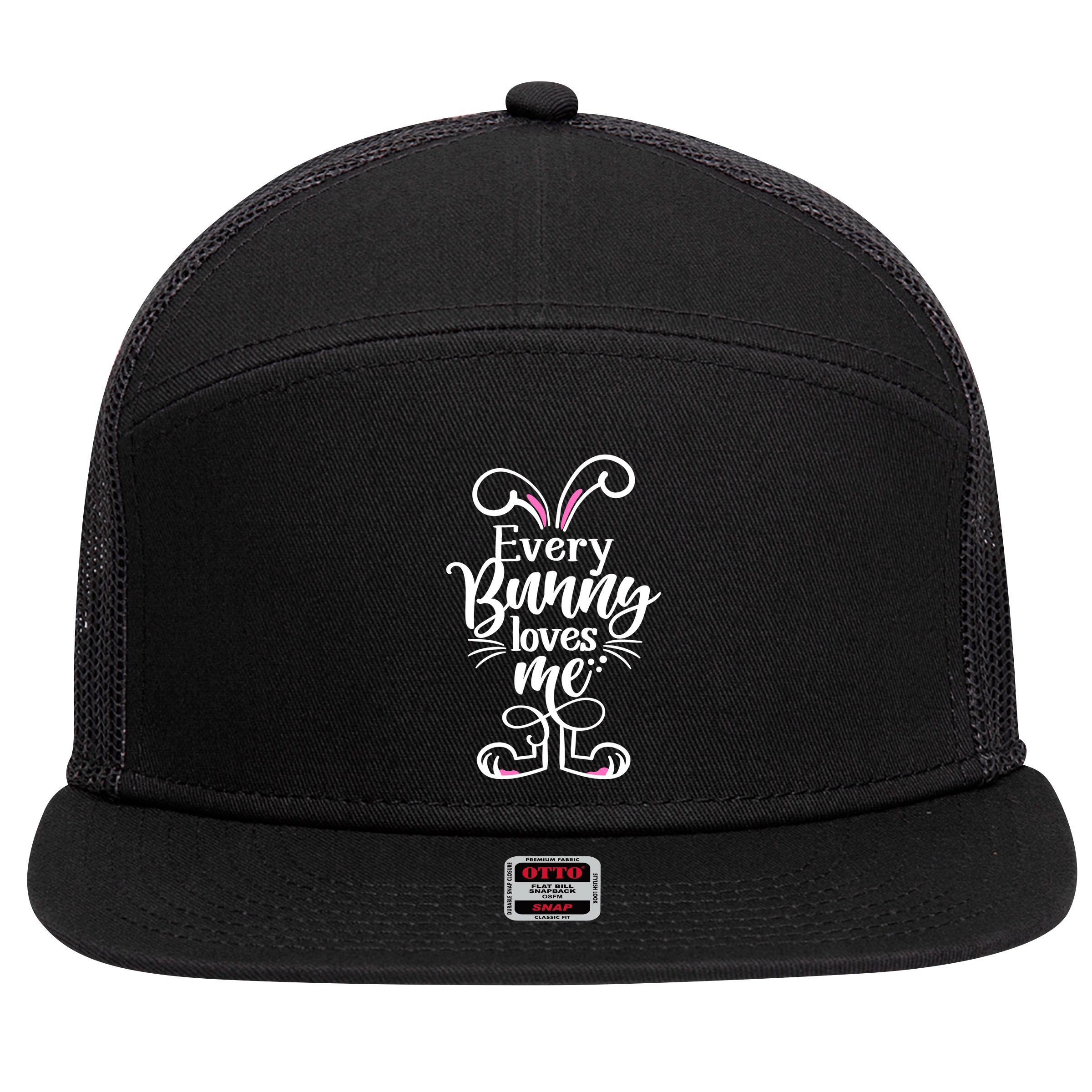 Funny Cute Easter Every Bunny Loves Me 7 Panel Mesh Trucker Snapback Hat