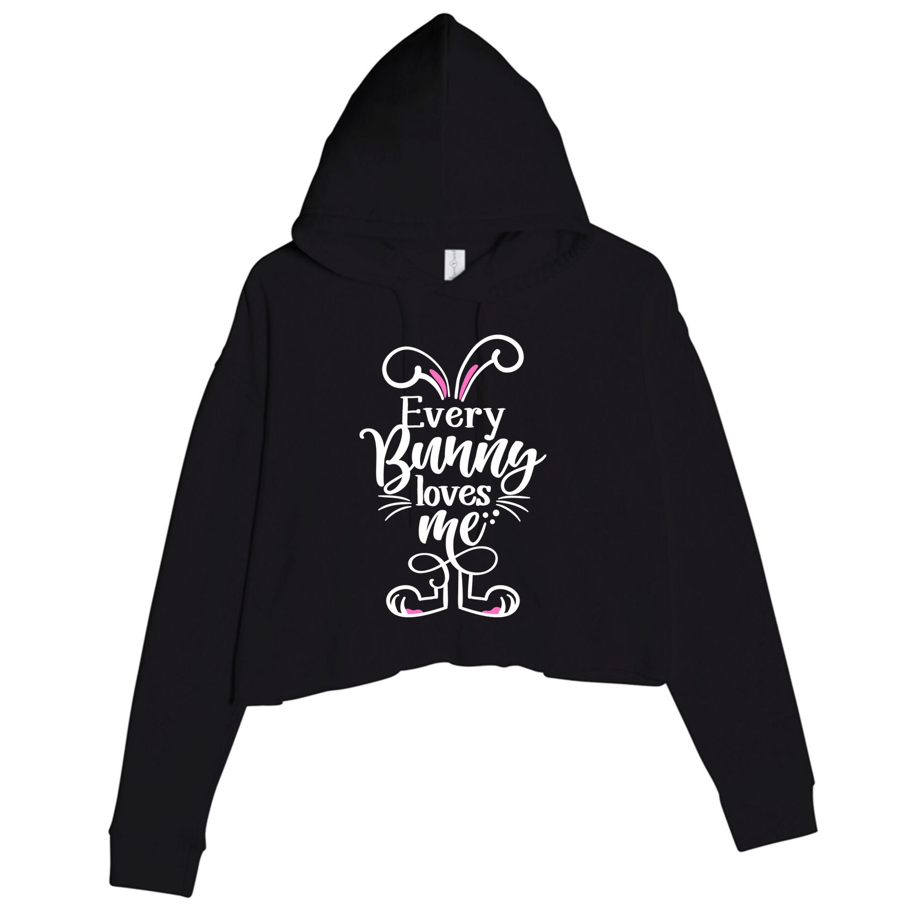 Funny Cute Easter Every Bunny Loves Me Crop Fleece Hoodie
