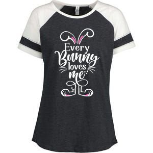 Funny Cute Easter Every Bunny Loves Me Enza Ladies Jersey Colorblock Tee