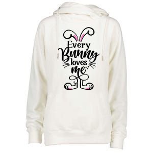 Funny Cute Easter Every Bunny Loves Me Womens Funnel Neck Pullover Hood