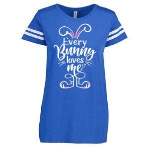 Funny Cute Easter Every Bunny Loves Me Enza Ladies Jersey Football T-Shirt