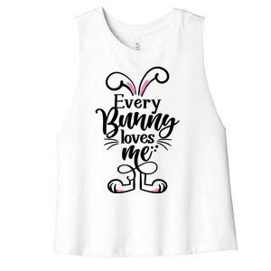 Funny Cute Easter Every Bunny Loves Me Women's Racerback Cropped Tank