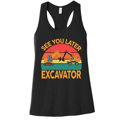 Funny Construction Excavator Women's Racerback Tank