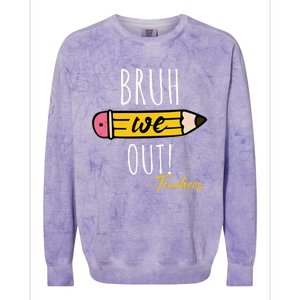 Funny Cute End Of Year Bruh We Out Teachers Pencil Colorblast Crewneck Sweatshirt