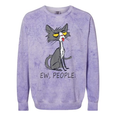 Funny Cat Ew People Meowy Cat Lovers  Wo Gifts Colorblast Crewneck Sweatshirt