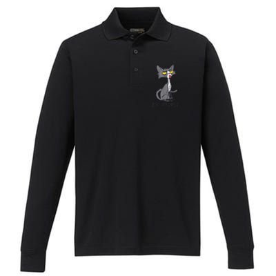 Funny Cat Ew People Meowy Cat Lovers  Wo Gifts Performance Long Sleeve Polo