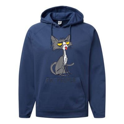 Funny Cat Ew People Meowy Cat Lovers  Wo Gifts Performance Fleece Hoodie