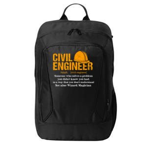 Funny Civil Engineer Definition Funny Gift City Backpack