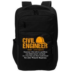 Funny Civil Engineer Definition Funny Gift Impact Tech Backpack