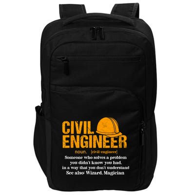 Funny Civil Engineer Definition Funny Gift Impact Tech Backpack