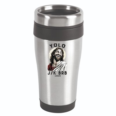 Funny Christian Easter Jesus YOLO JK BRB Raglan 16oz Travel Tumbler