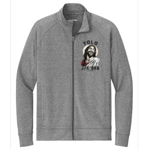 Funny Christian Easter Jesus YOLO JK BRB Raglan Stretch Full-Zip Cadet Jacket