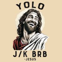 Funny Christian Easter Jesus YOLO JK BRB Raglan Drawstring Bag