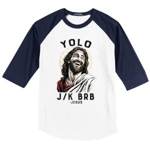 Funny Christian Easter Jesus YOLO JK BRB Raglan Baseball Sleeve Shirt