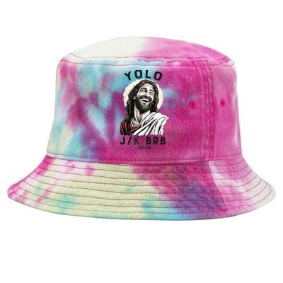 Funny Christian Easter Jesus YOLO JK BRB Raglan Tie-Dyed Bucket Hat