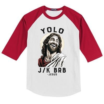 Funny Christian Easter Jesus YOLO JK BRB Raglan Kids Colorblock Raglan Jersey