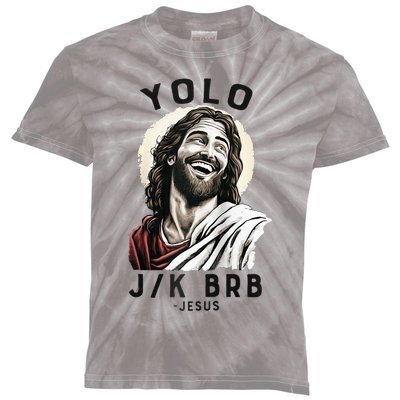 Funny Christian Easter Jesus YOLO JK BRB Raglan Kids Tie-Dye T-Shirt