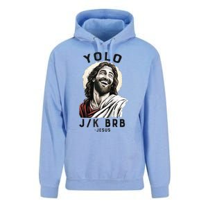 Funny Christian Easter Jesus YOLO JK BRB Raglan Unisex Surf Hoodie