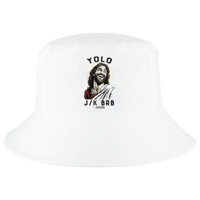 Funny Christian Easter Jesus YOLO JK BRB Raglan Cool Comfort Performance Bucket Hat