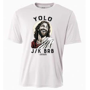 Funny Christian Easter Jesus YOLO JK BRB Raglan Cooling Performance Crew T-Shirt