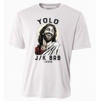 Funny Christian Easter Jesus YOLO JK BRB Raglan Cooling Performance Crew T-Shirt